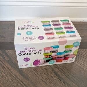 Melii Glass Food Storage Containers, Baby / Kids Food, 12 Containers
